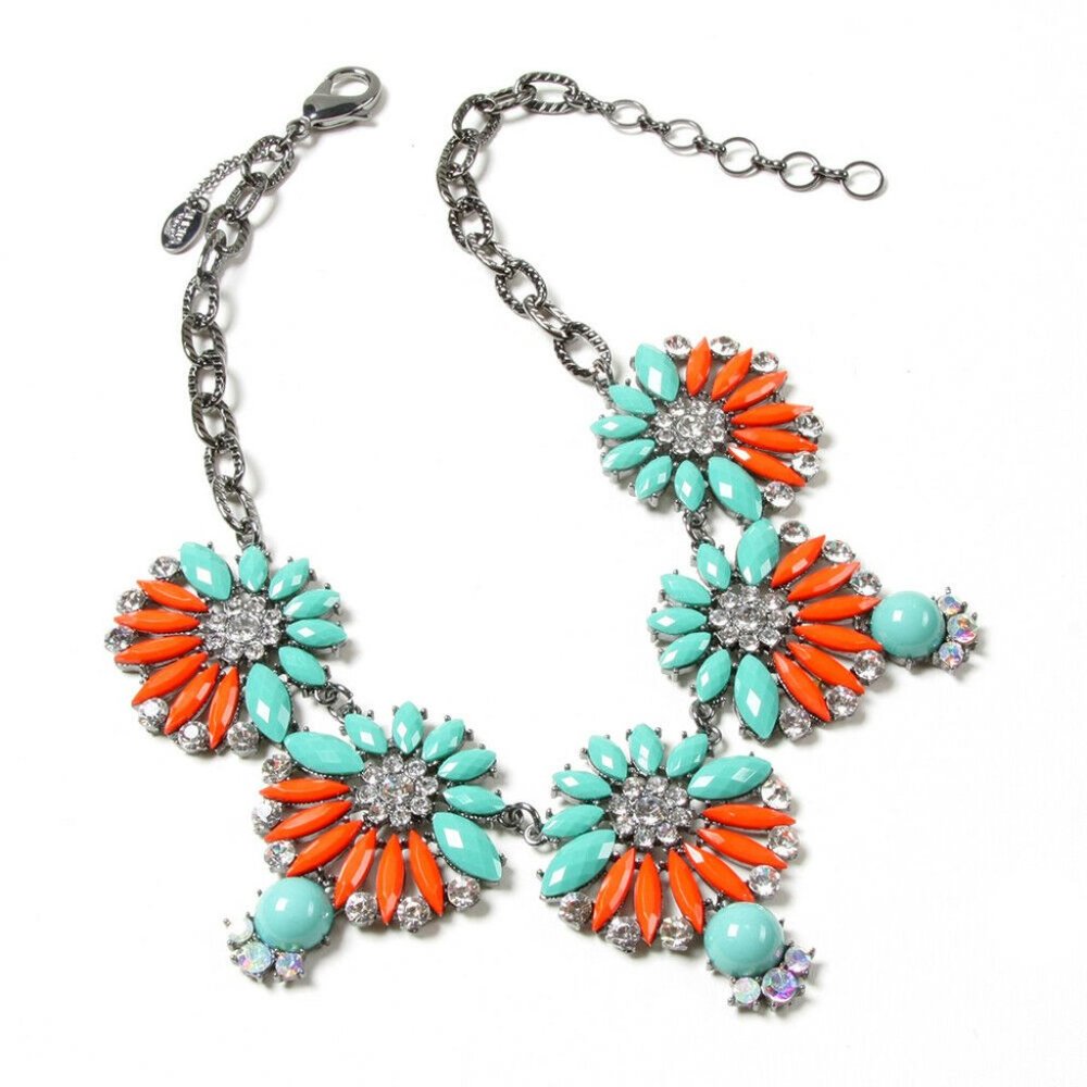 Amrita Singh "Annie" Light Turquoise & Coral Crystal & Resin Necklace